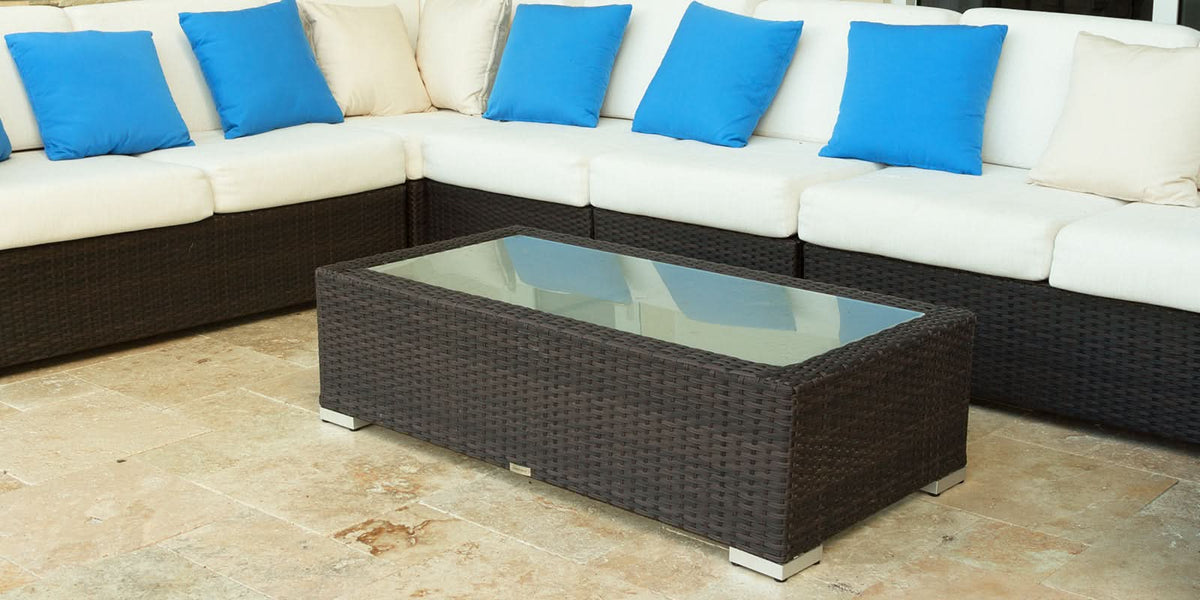 DecoScape Lucaya Wicker Aluminum Outdoor Rectangular Coffee Table
