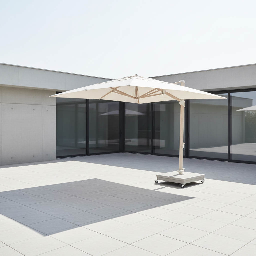 DecoScape The Grand 10' Outdoor Cantilever Umbrella with Wood Grain Base