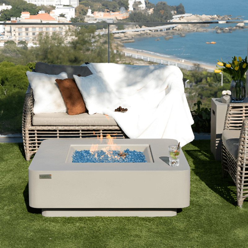 Elementi Plus Lucerne Glass Fiber Reinforced Concrete Outdoor Fire Pit Table