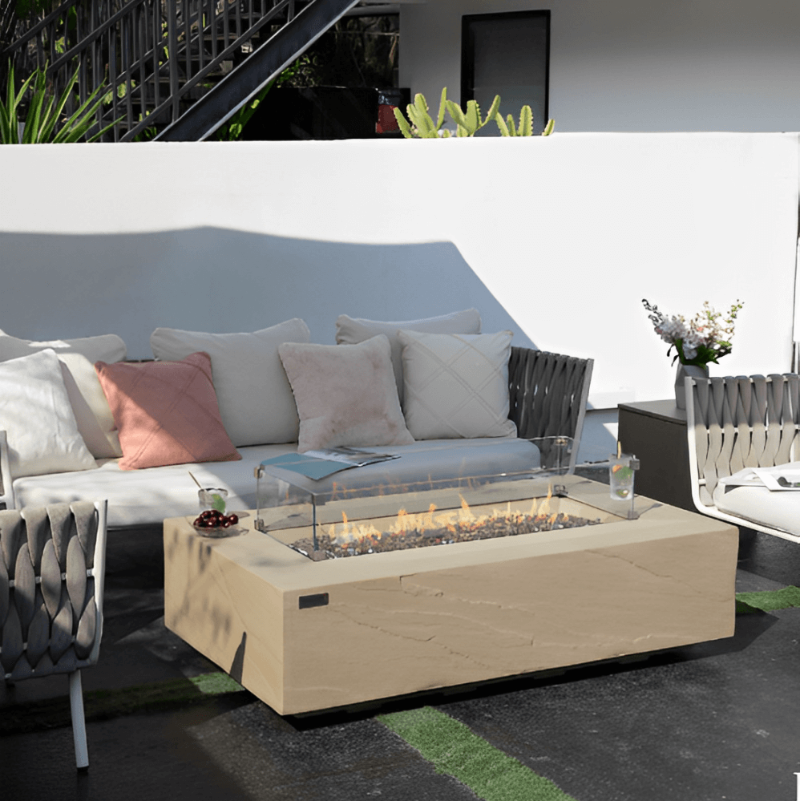 Elementi Plus Colorado Glass Fiber Reinforced Concrete Outdoor Fire Pit Table