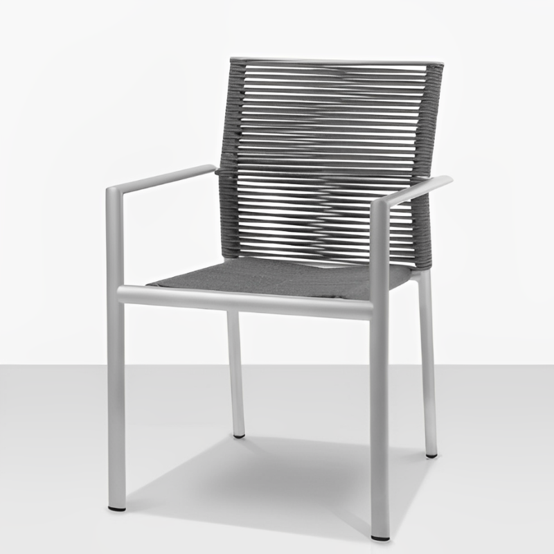 DecoScape Avalon Aluminum Rope Outdoor Dining Arm Chair