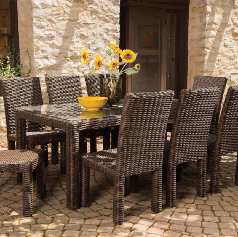 Lloyd Flanders Mesa Woven Vinyl Outdoor 72" Rectangular Umbrella Dining Table