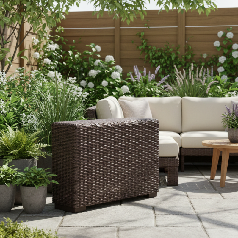 Lloyd Flanders Mesa Woven Vinyl Outdoor Wedge End Table