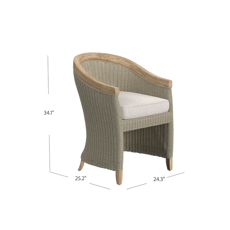 Sunset West Cambria Teak and Wicker Outdoor Dining Chair