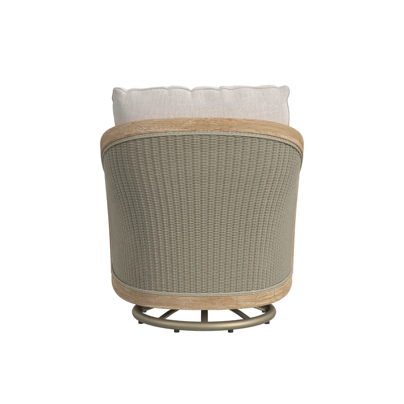Sunset West Cambria Teak and Wicker Outdoor Swivel Club Chair