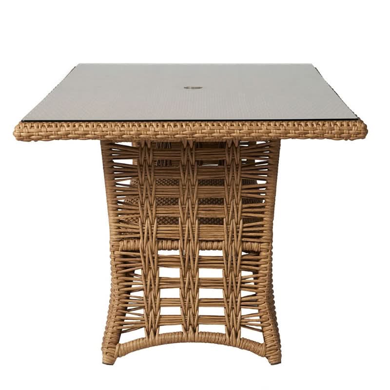 Lloyd Flanders Magnolia Woven Vinyl Outdoor 84" Rectangular Umbrella Dining Table