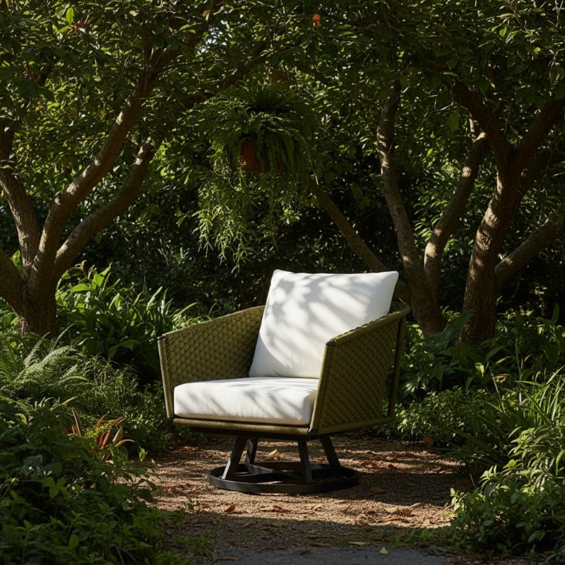 Lloyd Flanders Escape Aluminum Outdoor Swivel Lounge Chair