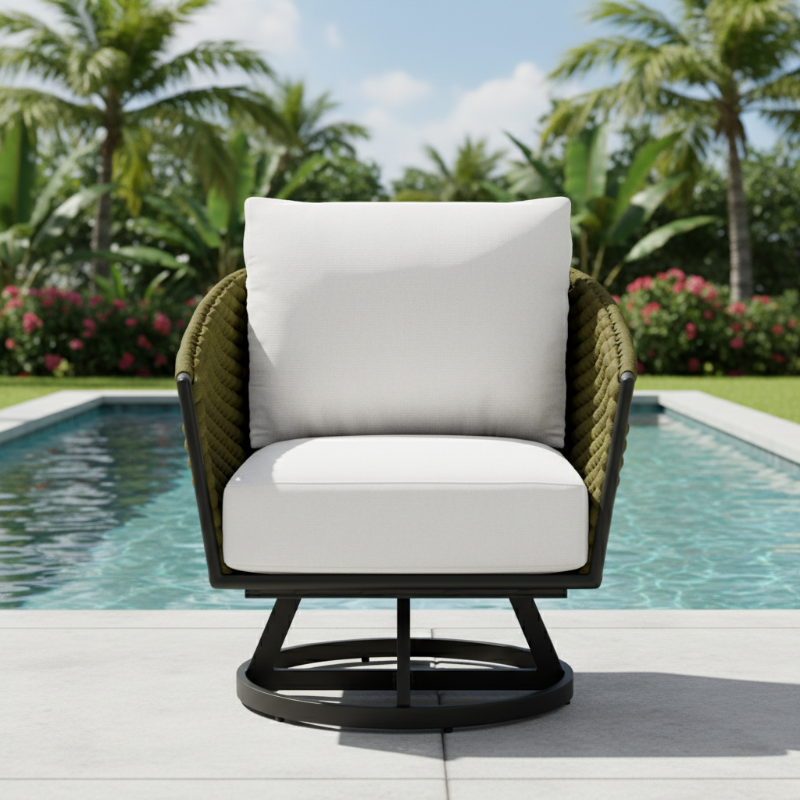 Lloyd Flanders Escape Aluminum Outdoor Swivel Lounge Chair