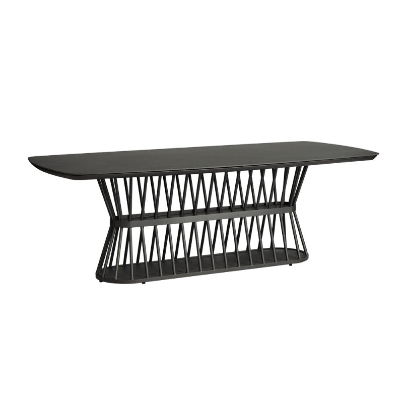 Lloyd Flanders Escape Aluminum Outdoor 86.5" Boat‑Shaped Dining Table