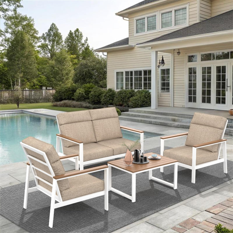 NorthCape International Ashford Aluminum Outdoor 4-Person Conversation Patio Set