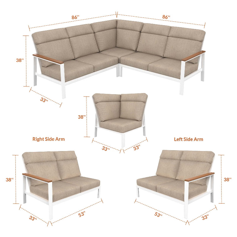 NorthCape International Ashford Aluminum Outdoor 5-Person Sectional Patio Set
