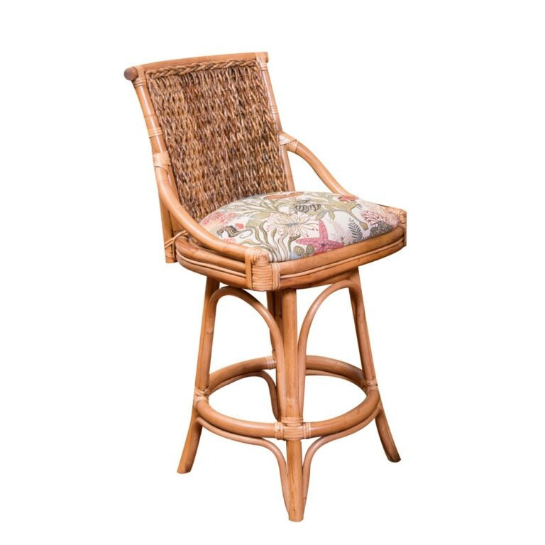 Alexander & Sheridan Balboa 24" Rattan Indoor Bar Stool with Cushion
