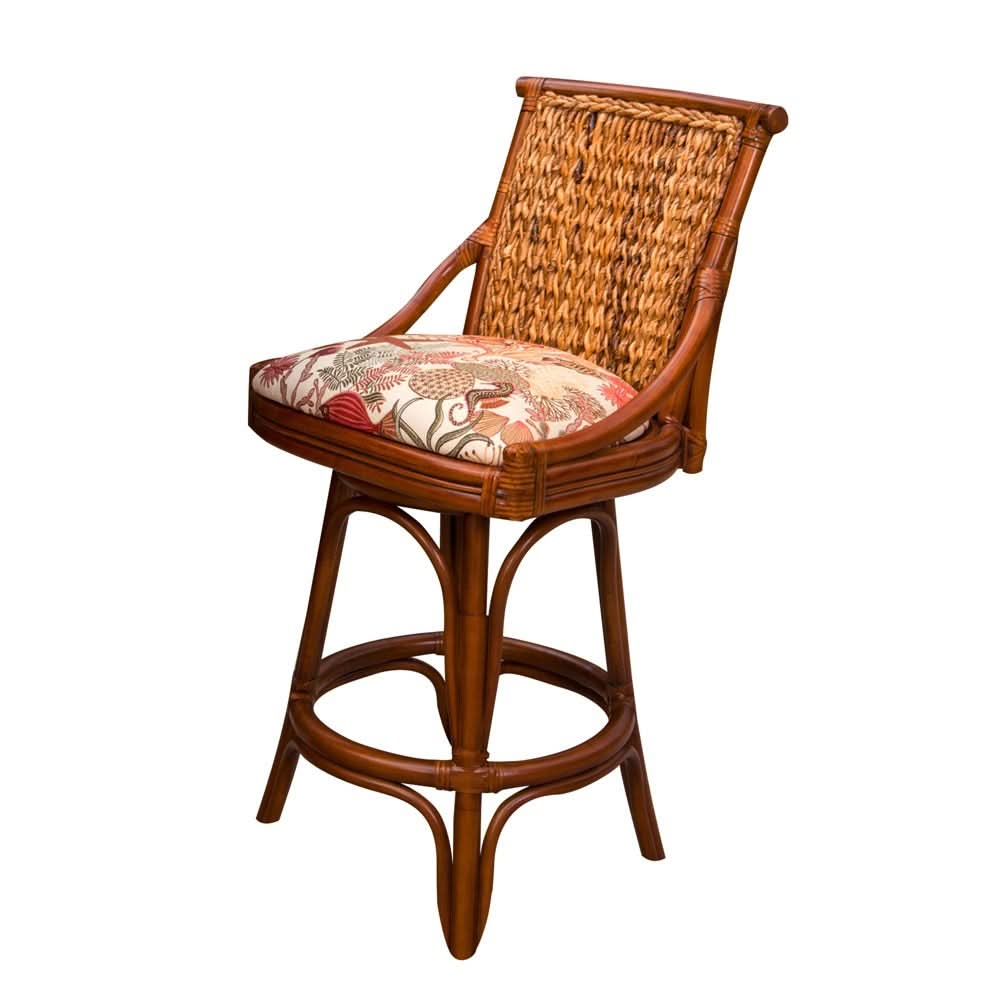 Alexander & Sheridan Balboa 24" Rattan Indoor Bar Stool with Cushion