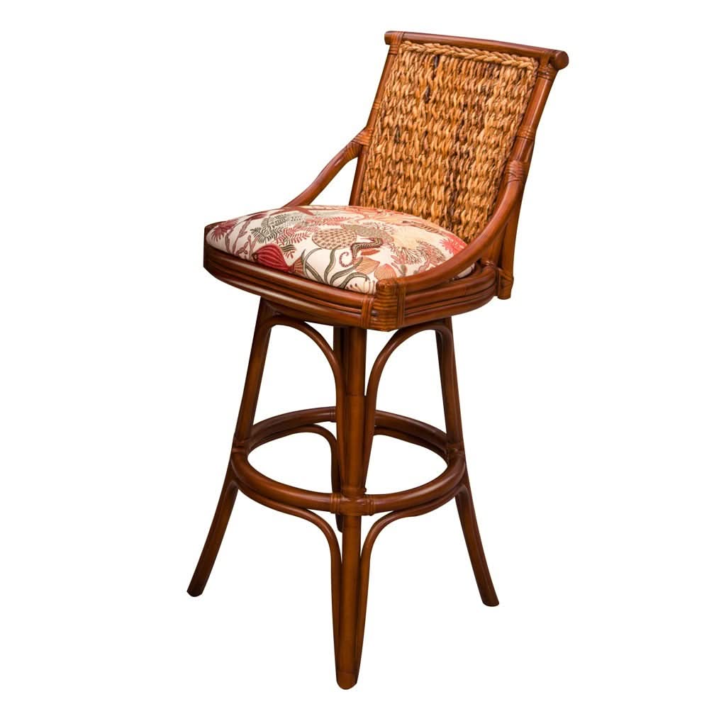 Alexander & Sheridan Balboa 30" Rattan Indoor Bar Stool with Cushion