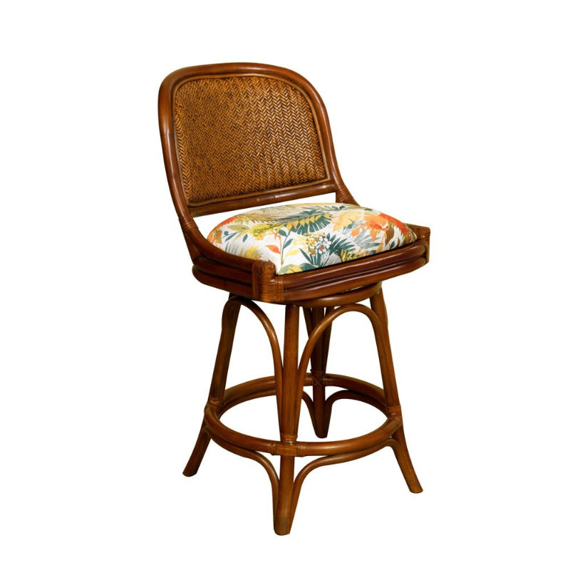 Alexander & Sheridan Cayman 24" Rattan Indoor Armless Bar Stool with Cushion