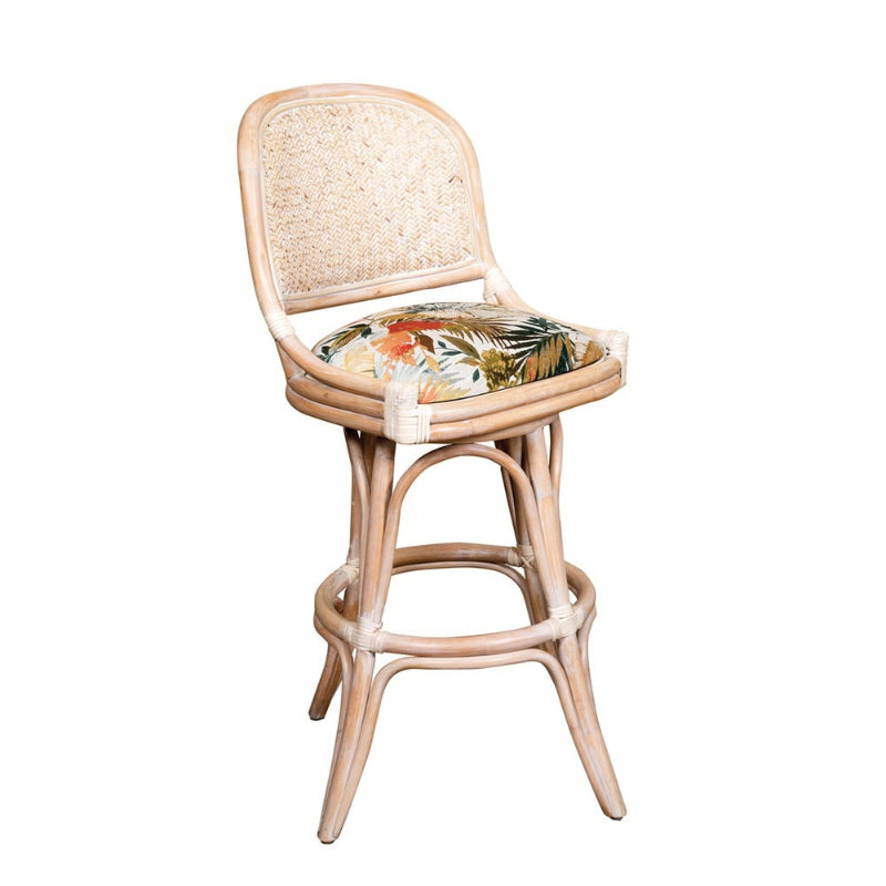 Alexander & Sheridan Cayman 30" Rattan Indoor Armless Bar Stool with Cushion
