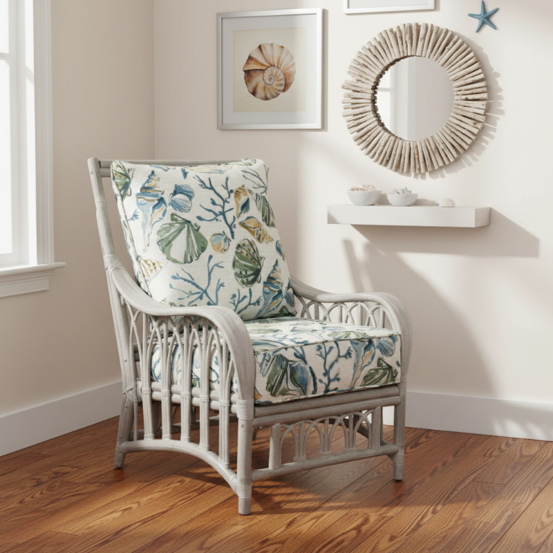 Alexander & Sheridan Cuba Rattan Indoor Lounge Chair with Cushion