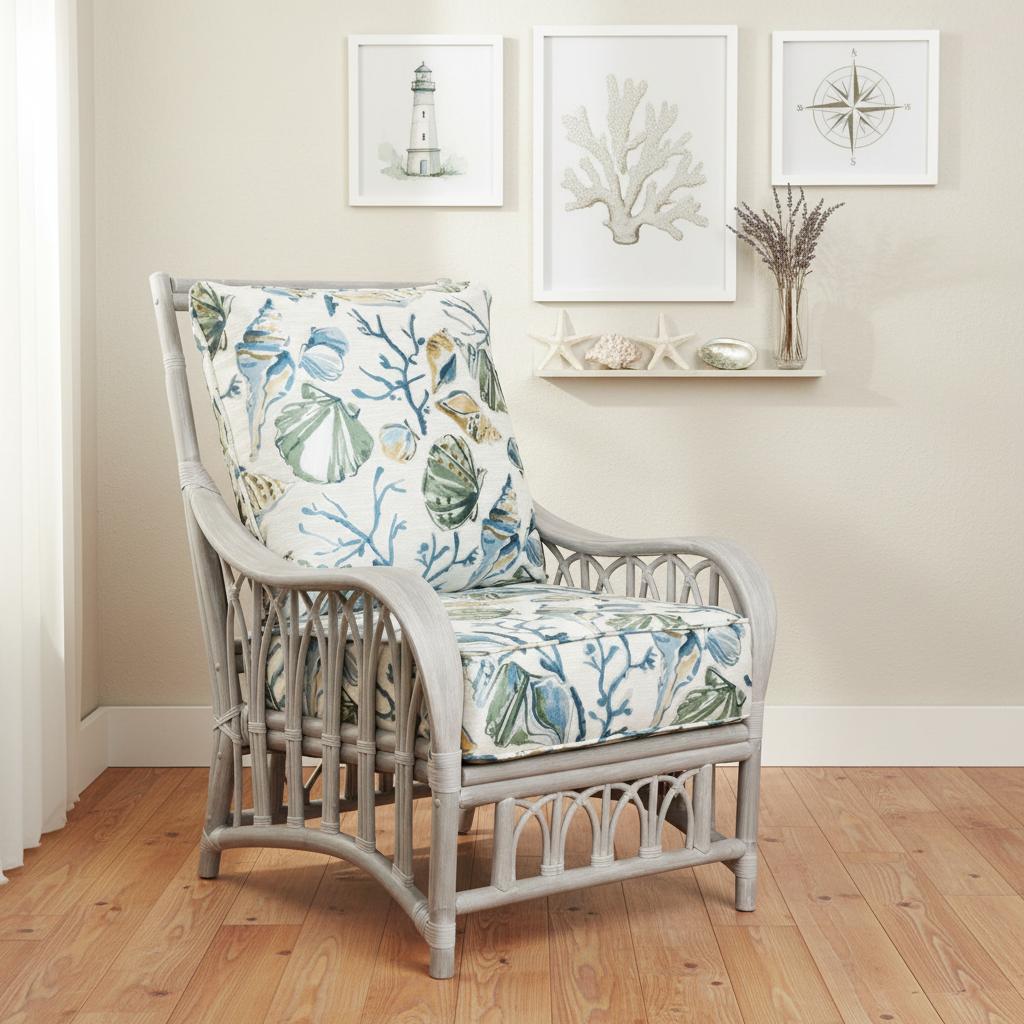 Alexander & Sheridan Cuba Rattan Indoor Lounge Chair with Cushion