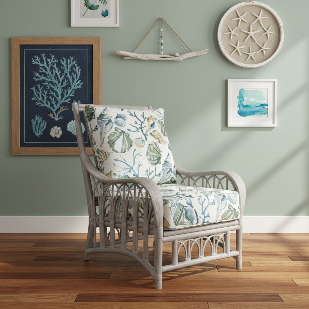 Alexander & Sheridan Cuba Rattan Indoor Lounge Chair with Cushion