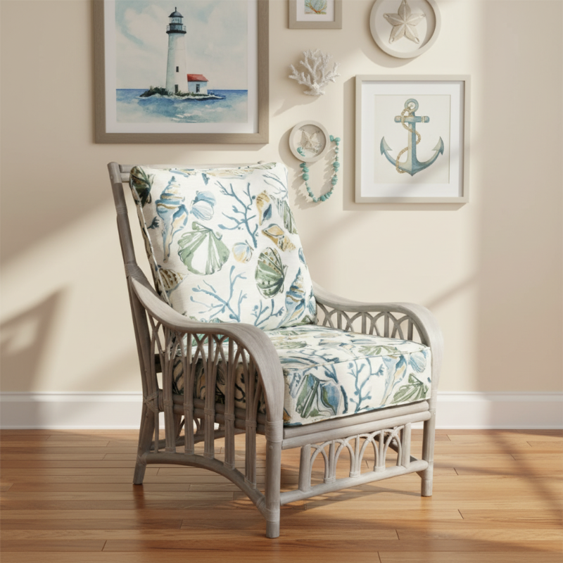 Alexander & Sheridan Cuba Rattan Indoor Lounge Chair with Cushion