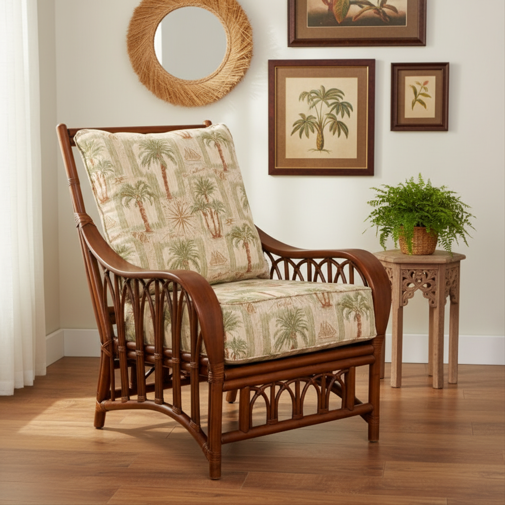 Alexander & Sheridan Cuba Rattan Indoor Lounge Chair with Cushion