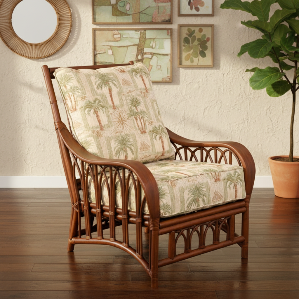 Alexander & Sheridan Cuba Rattan Indoor Lounge Chair with Cushion