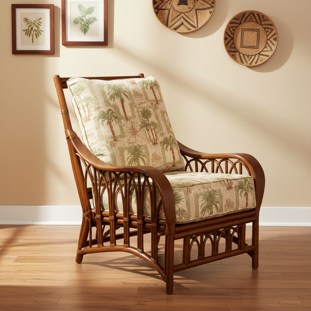 Alexander & Sheridan Cuba Rattan Indoor Lounge Chair with Cushion