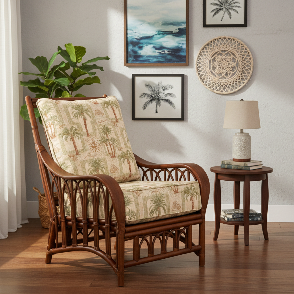 Alexander & Sheridan Cuba Rattan Indoor Lounge Chair with Cushion