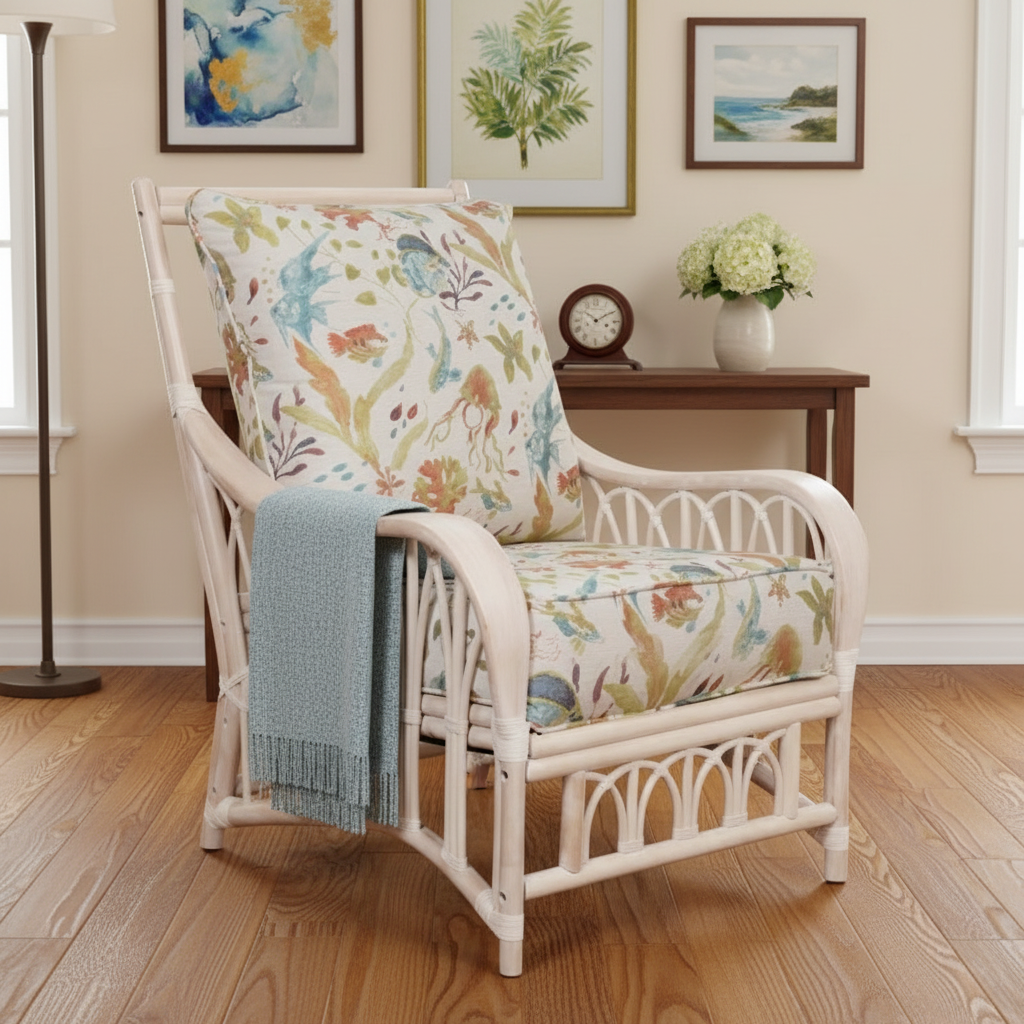 Alexander & Sheridan Cuba Rattan Indoor Lounge Chair with Cushion