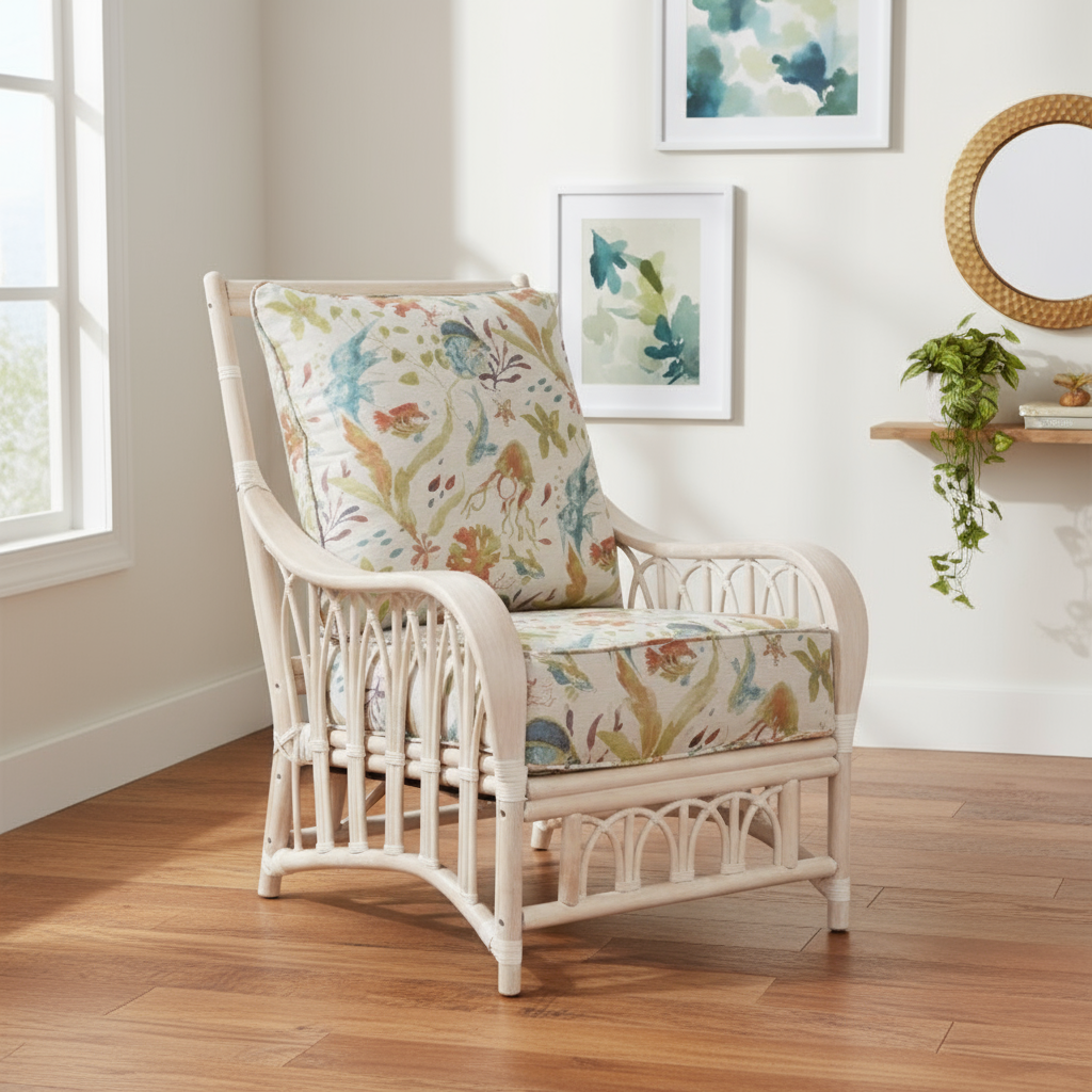 Alexander & Sheridan Cuba Rattan Indoor Lounge Chair with Cushion