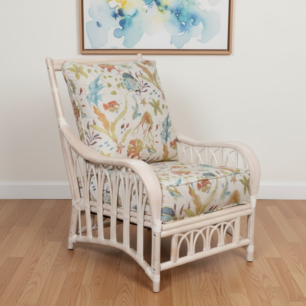 Alexander & Sheridan Cuba Rattan Indoor Lounge Chair with Cushion
