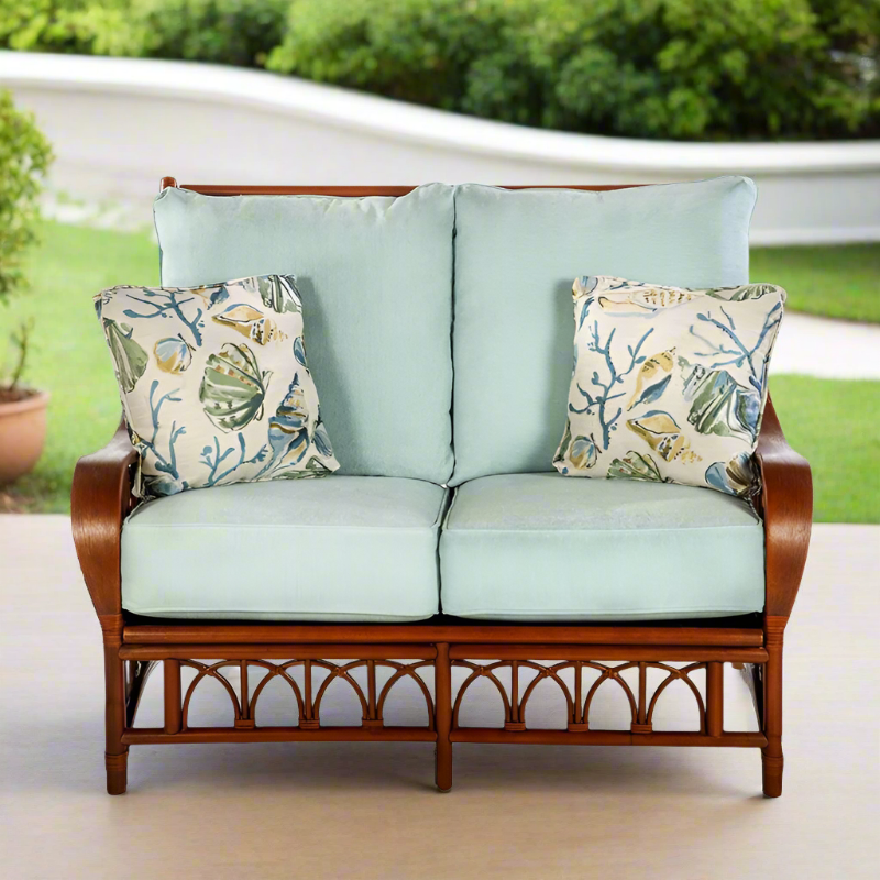 Alexander & Sheridan Cuba Rattan Indoor Loveseat with Cushions