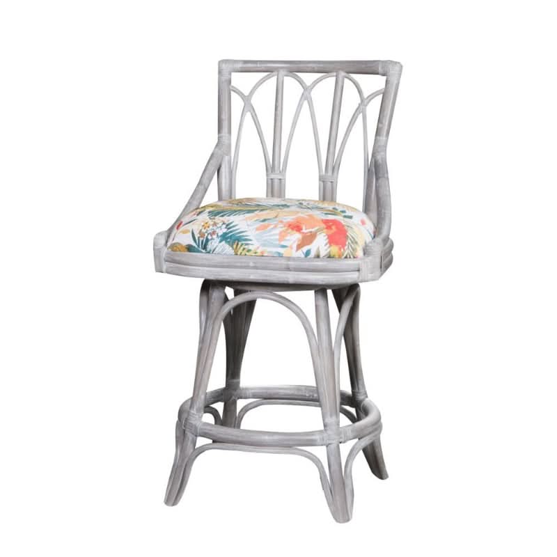 Alexander & Sheridan Cuba 24" Rattan Indoor Armless Bar Stool with Cushion