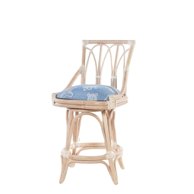 Alexander & Sheridan Cuba 24" Rattan Indoor Armless Bar Stool with Cushion