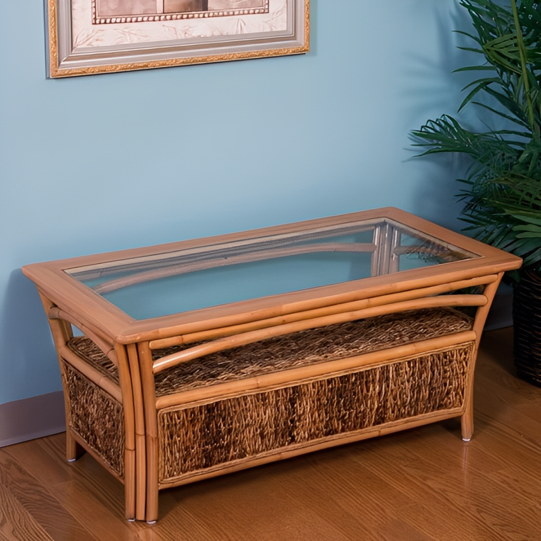 Alexander & Sheridan Panama Rattan Indoor Coffee Table With Glass