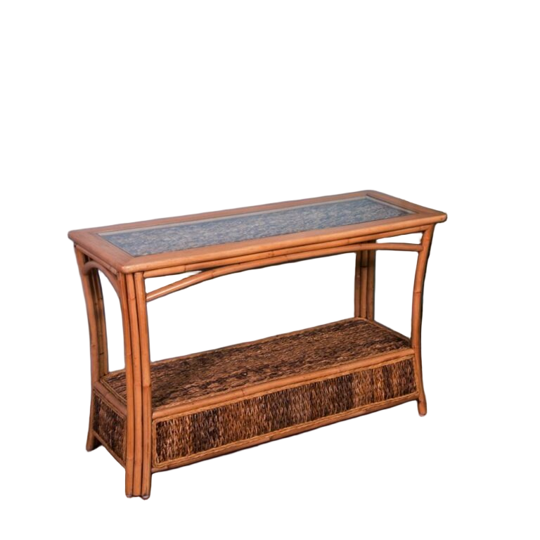 Alexander & Sheridan Panama Rattan Indoor Sofa Table With Glass