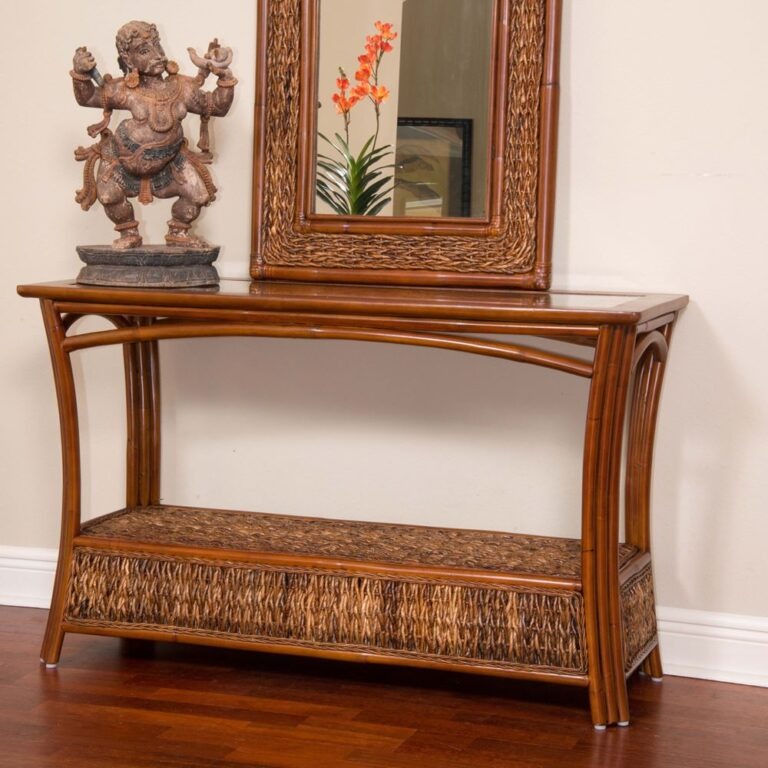 Alexander & Sheridan Panama Rattan Indoor Sofa Table With Glass