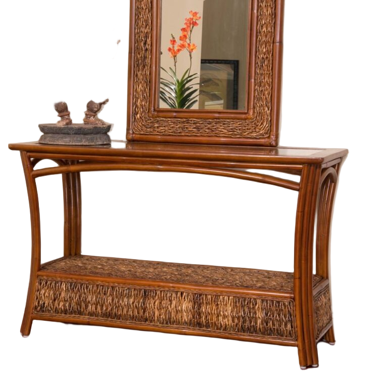 Alexander & Sheridan Panama Rattan Indoor Sofa Table With Glass