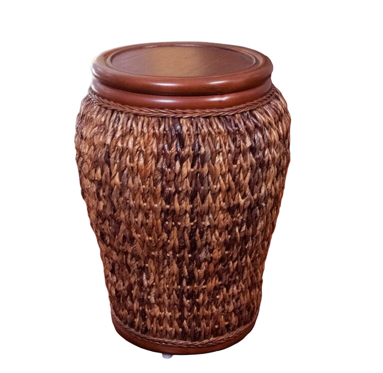 Alexander & Sheridan Panama Rattan Indoor Accent Table With Veneer Top