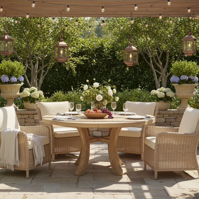Sunset West Cambria Teak Outdoor Round Dining Table