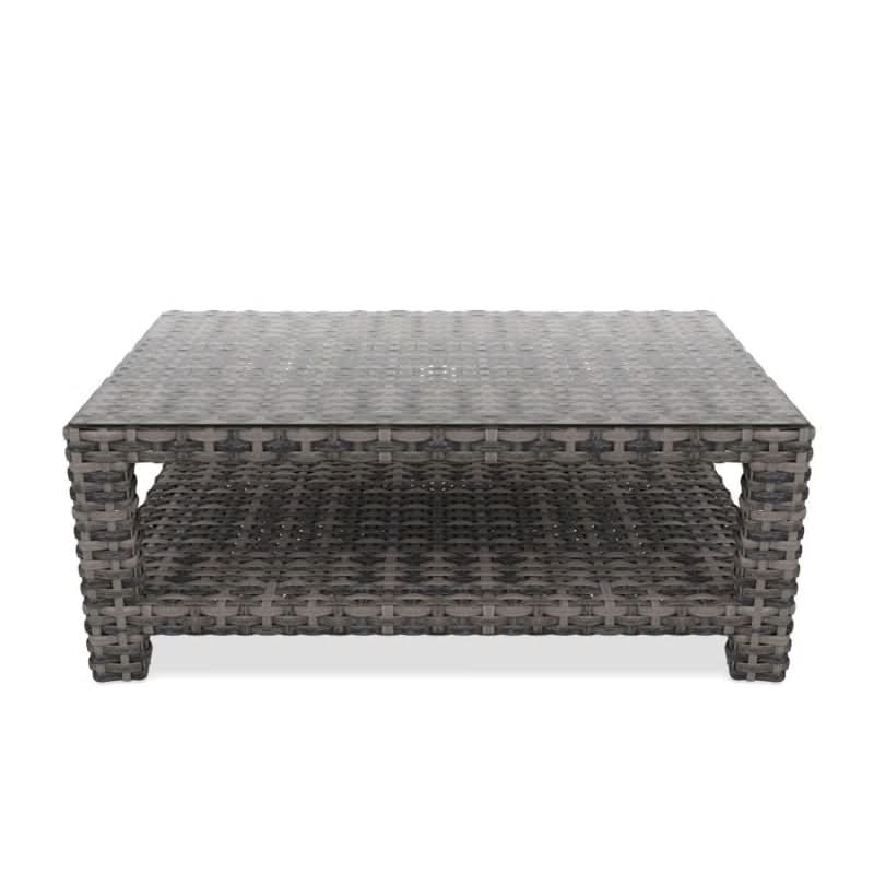 Forever Patio Cavalier Wicker Outdoor Rectangular Coffee Table with Shelf and Glass Top