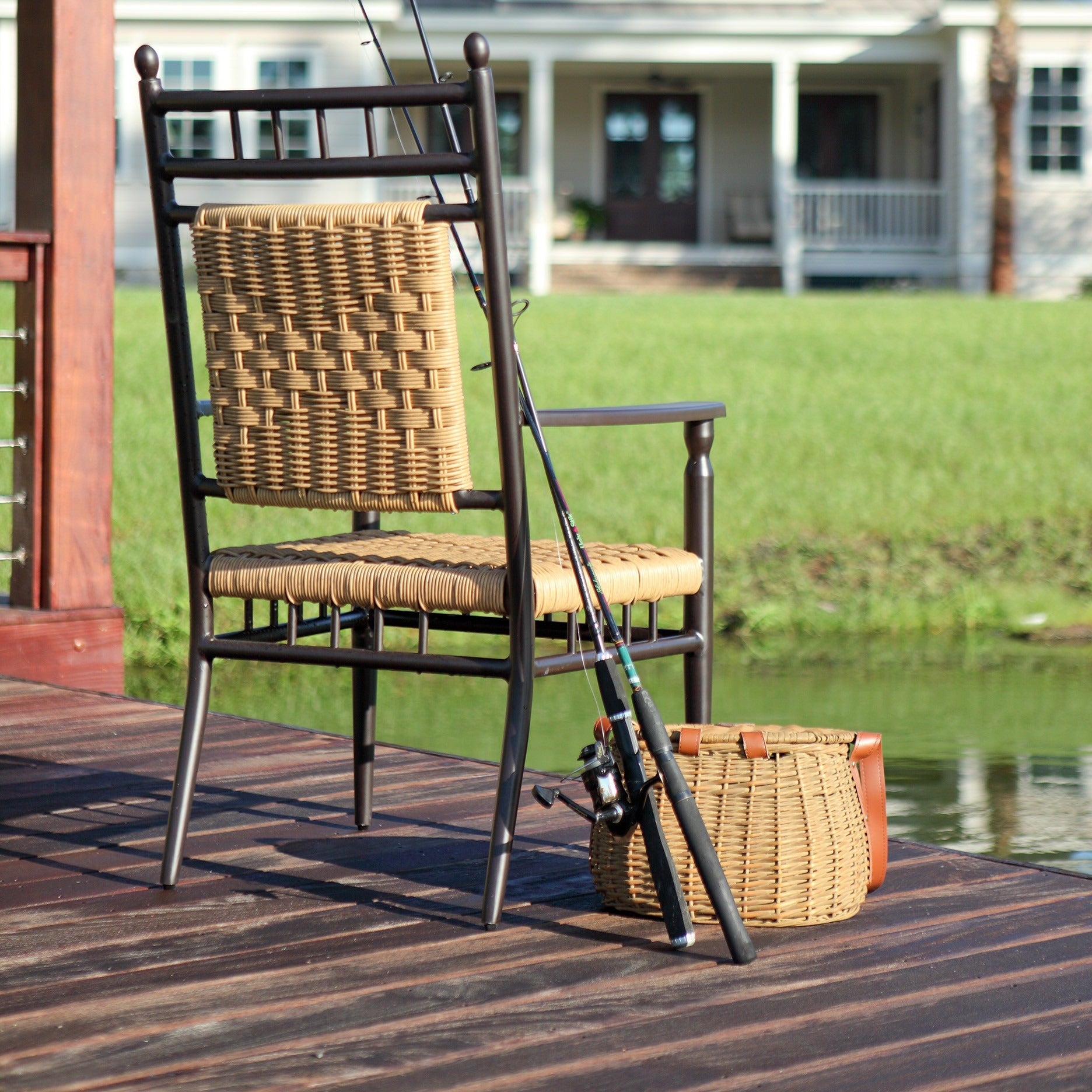 Lloyd Flanders Low Country Woven Vinyl Outdoor Dining Armchair