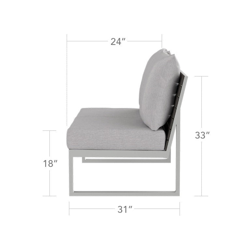 DecoScape Modera Aluminum Outdoor Sectional Armless Loveseat