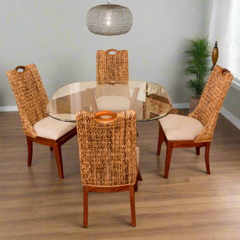Alexander & Sheridan Belize Natural Rattan Indoor 4-Person Dining Set with Cushions