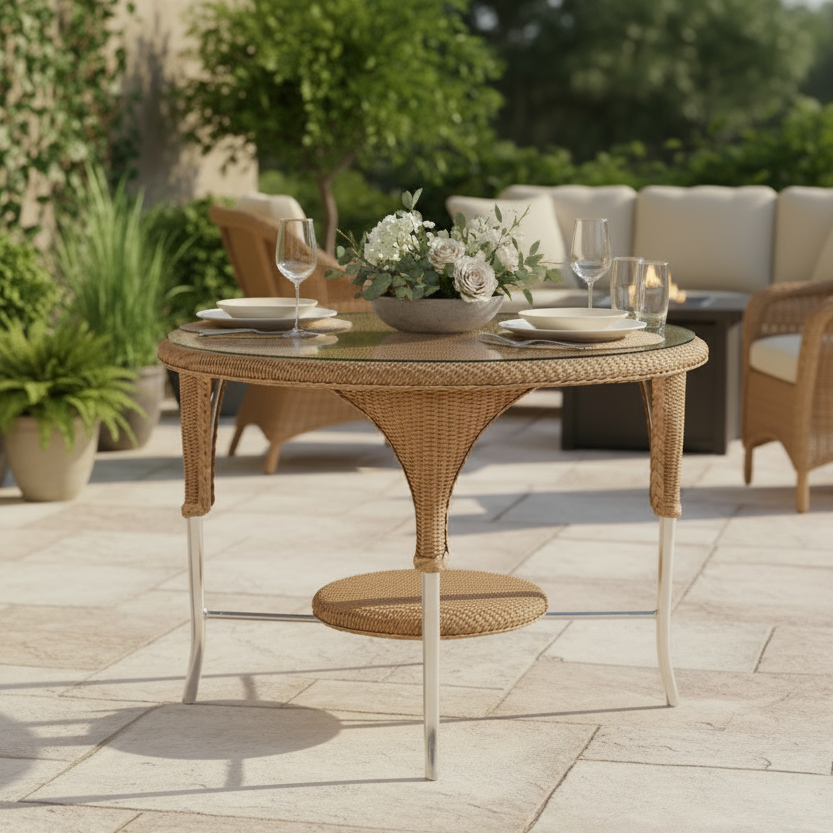 Lloyd Flanders Loom Wicker Outdoor 42" Round Dining Table