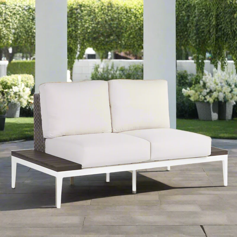 South Sea Rattan Stevie Wicker Loveseat With Side Tables