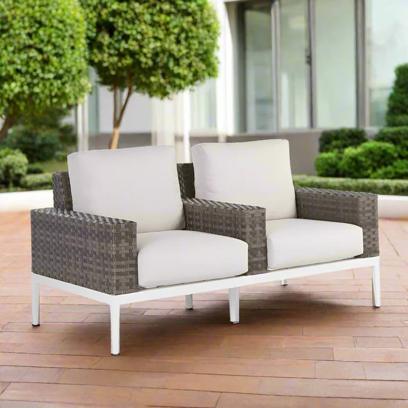 South Sea Rattan Stevie Aluminum Outdoor Theater Loveseat
