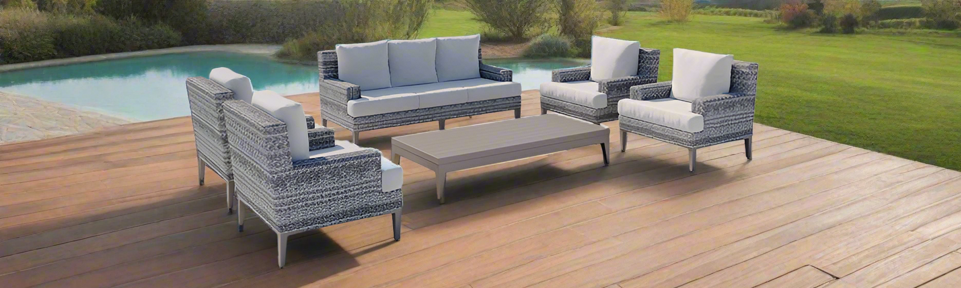 DecoScape Island Bay Wicker Outdoor Sofa - Gray