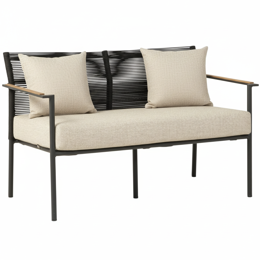 Alfresco Home Jakarta Black Aluminum Outdoor Loveseat