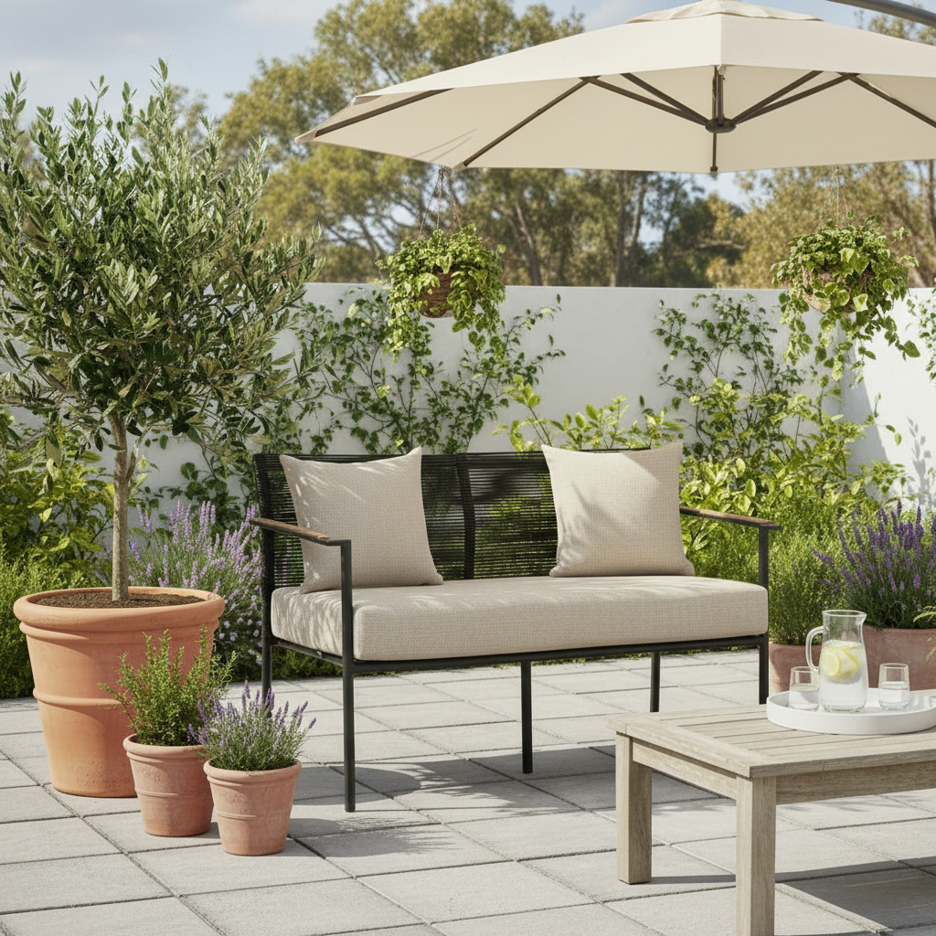 Alfresco Home Jakarta Black Aluminum Outdoor Loveseat